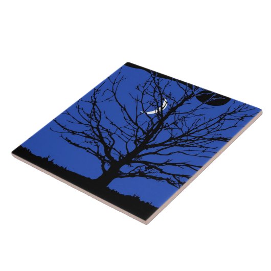 Moonscape in Cobalt Blue en Black Tegeltje (Zijkant)