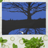 Moonscape in Cobalt Blue en Black Theedoek (Gevouwen)