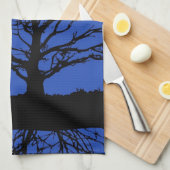 Moonscape in Cobalt Blue en Black Theedoek (Quarter Fold)