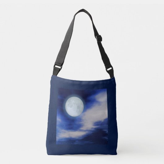 Moonscape met bewegende wolken crossbody tas (Voorkant)