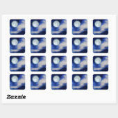 Moonscape met onverlichte wolken vierkante sticker (Vel)