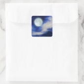 Moonscape met onverlichte wolken vierkante sticker (Tas)