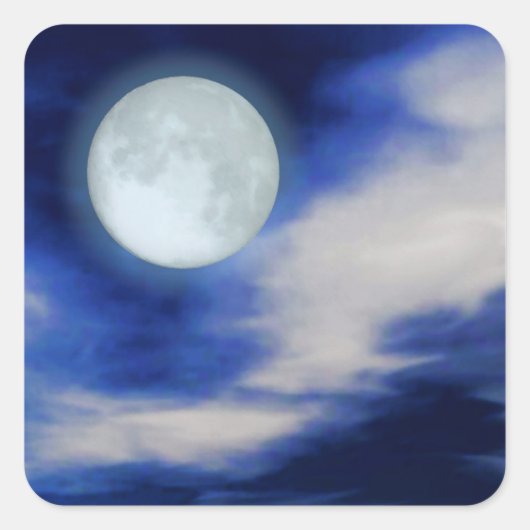 Moonscape met onverlichte wolken vierkante sticker (Voorkant)