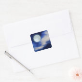 Moonscape met onverlichte wolken vierkante sticker (Envelop)