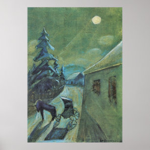 Moonscape met paard van Walter Gramatte Poster