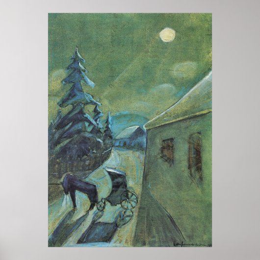 Moonscape met paard van Walter Gramatte Poster (Voorkant)
