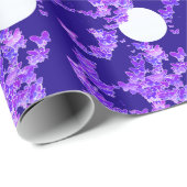Moonscape met vlinders - lila, donkerblauw cadeaupapier (Rol Hoek)