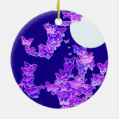 Moonscape met vlinders - lila, donkerblauw keramisch ornament (Achterkant)