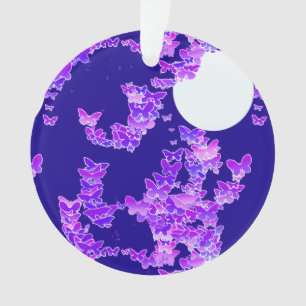 Moonscape met vlinders - lila, donkerblauw ornament