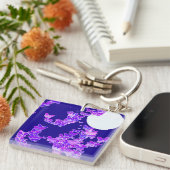 Moonscape met vlinders - lila, donkerblauw sleutelhanger (Voorkant Rechts)
