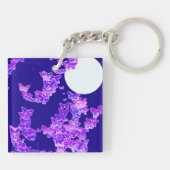 Moonscape met vlinders - lila, donkerblauw sleutelhanger (Achterkant)