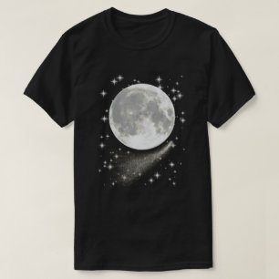 Moonscape met Volle Maan, Sterren en Komeet T-shirt