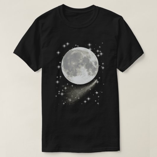 Moonscape met Volle Maan, Sterren en Komeet T-shirt (Design voorkant)