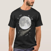 Moonscape met Volle Maan, Sterren en Komeet T-shirt (Voorkant)