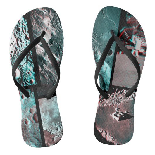 Moonscape Space Foto Anaglyph Mosaic Teenslippers (Voetbed)