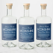 Moonshine Blauw en Wit Likeurfles Etiket (Flessen)