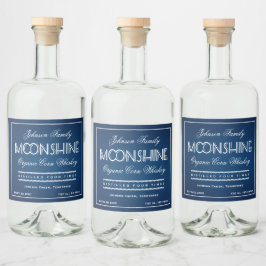Moonshine Blauw en Wit Likeurfles Etiket