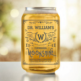 Moonshine Custom Naam en Monogram  Look Blikvorm Glas