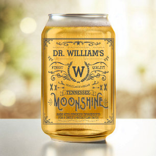 Moonshine Custom Naam en Monogram  Look Blikvorm Glas