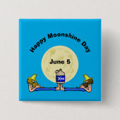 Moonshine Day Square Button met 2 Hillbillies (Voorkant)
