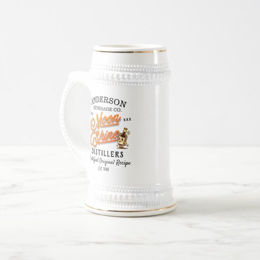 Moonshine Distillers noemen Gold Script Bierpul (Voorkant links)