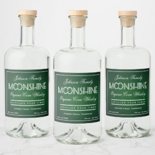 Moonshine Emerald Green en White Likeurfles Etiket