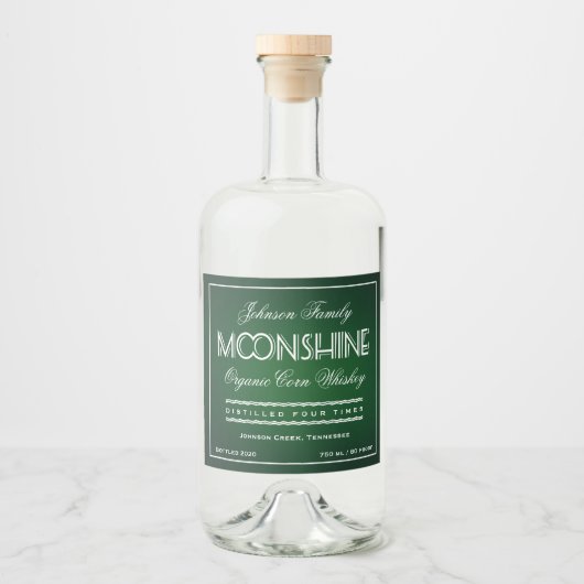 Moonshine Emerald Groen en Wit Likeurfles Etiket (Voorkant)