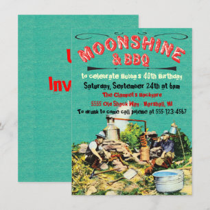 Moonshine en BBQ Party uitnodigingen