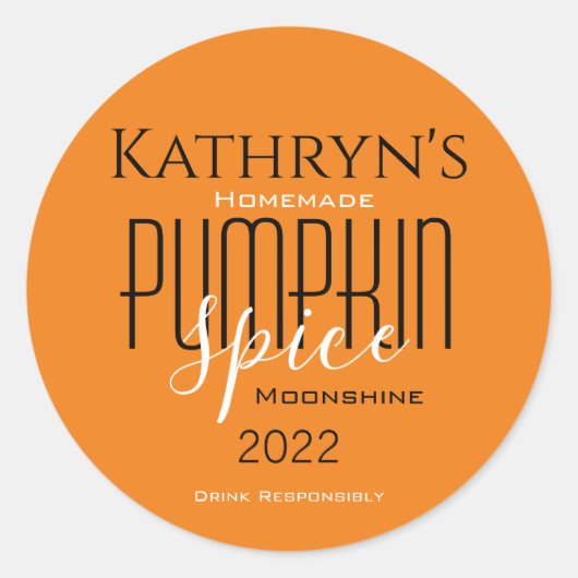Moonshine/Etiket van "pompoenkruid" Ronde Sticker (Voorkant)