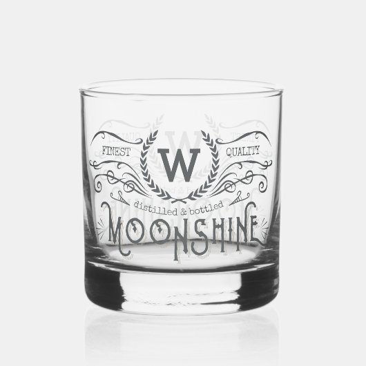 Moonshine gepersonaliseerde Monogram  look Whisky Glas (Achterkant)