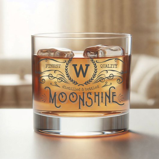 Moonshine gepersonaliseerde Monogram look Whisky Glas