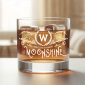 Moonshine gepersonaliseerde Monogram look wit Whisky Glas