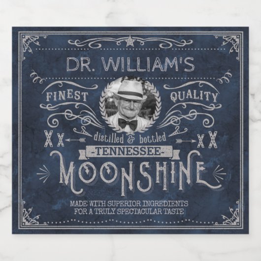  Moonshine Hillbilly Medicine Custom Blue Bier Etiket (Enkel label)