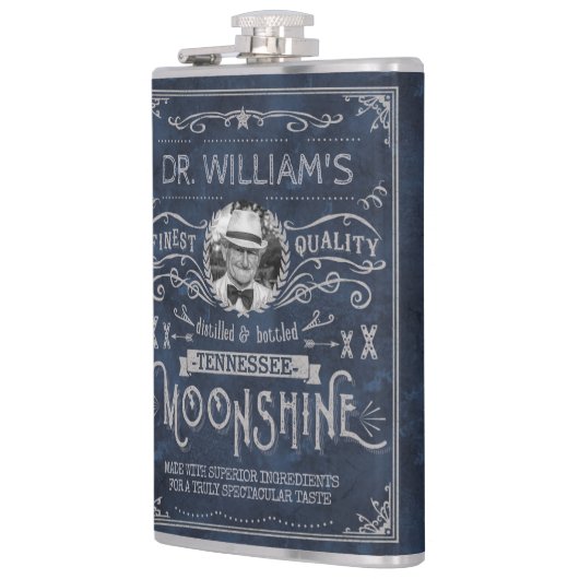 Moonshine  Hillbilly Medicine Custom Blue Heupfles (Links)