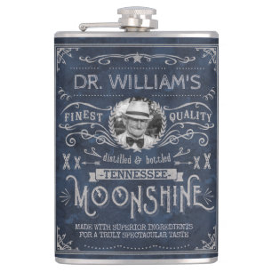 Moonshine  Hillbilly Medicine Custom Blue Heupfles