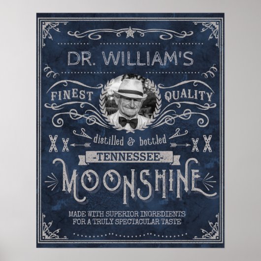 Moonshine Hillbilly Medicine Custom Blue Poster (Voorkant)