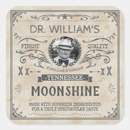  Moonshine Hillbilly Medicine Custom Brewer Vierkante Sticker (Voorkant)