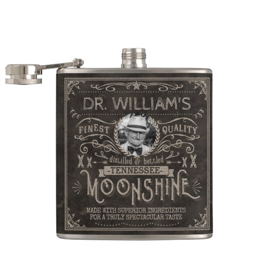 Moonshine  Hillbilly Medicine Custom Brown Heupfles (Geopend)