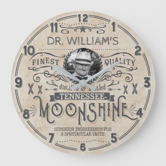 Moonshine Hillbilly Medicine Custom Funny Grote Klok (Voorkant)