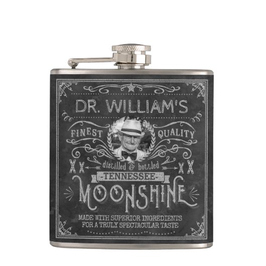 Moonshine Hillbilly Medicine Custom Grey Heupfles (Voorkant)