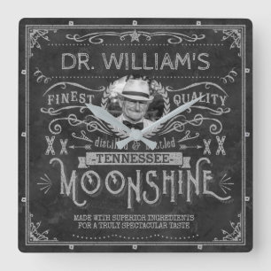 Moonshine  Hillbilly Medicine Custom Grey Vierkante Klok