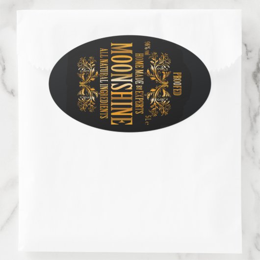 Moonshine-label Ovale Sticker (Tas)
