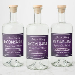 Moonshine Paarse en wit Likeurfles Etiket