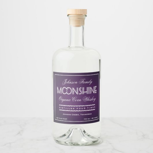 Moonshine Paarse en wit Likeurfles Etiket (Voorkant)
