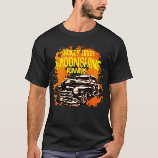 Moonshine Runners vlamt oude auto elke naam T-shirt (Voorkant)
