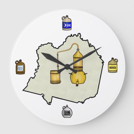 Moonshine still en Jugs Wall Clock Grote Klok (Voorkant)