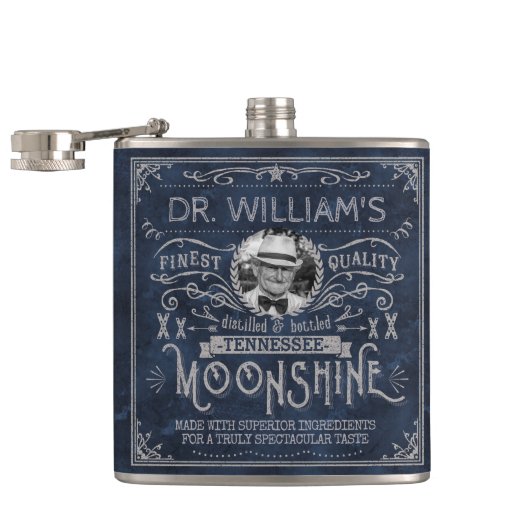 Moonshine Vintage Hillbilly Geneesmiddelen Custom  Heupfles (Geopend)