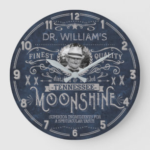 Moonshine Vintage Hillbilly Medicine Custom Blue Grote Klok