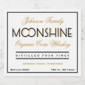 Moonshine Whiskey Zwart en Gouden Likeurfles Etiket (Enkel label)