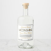 Moonshine Whiskey Zwart en Gouden Likeurfles Etiket (Voorkant)